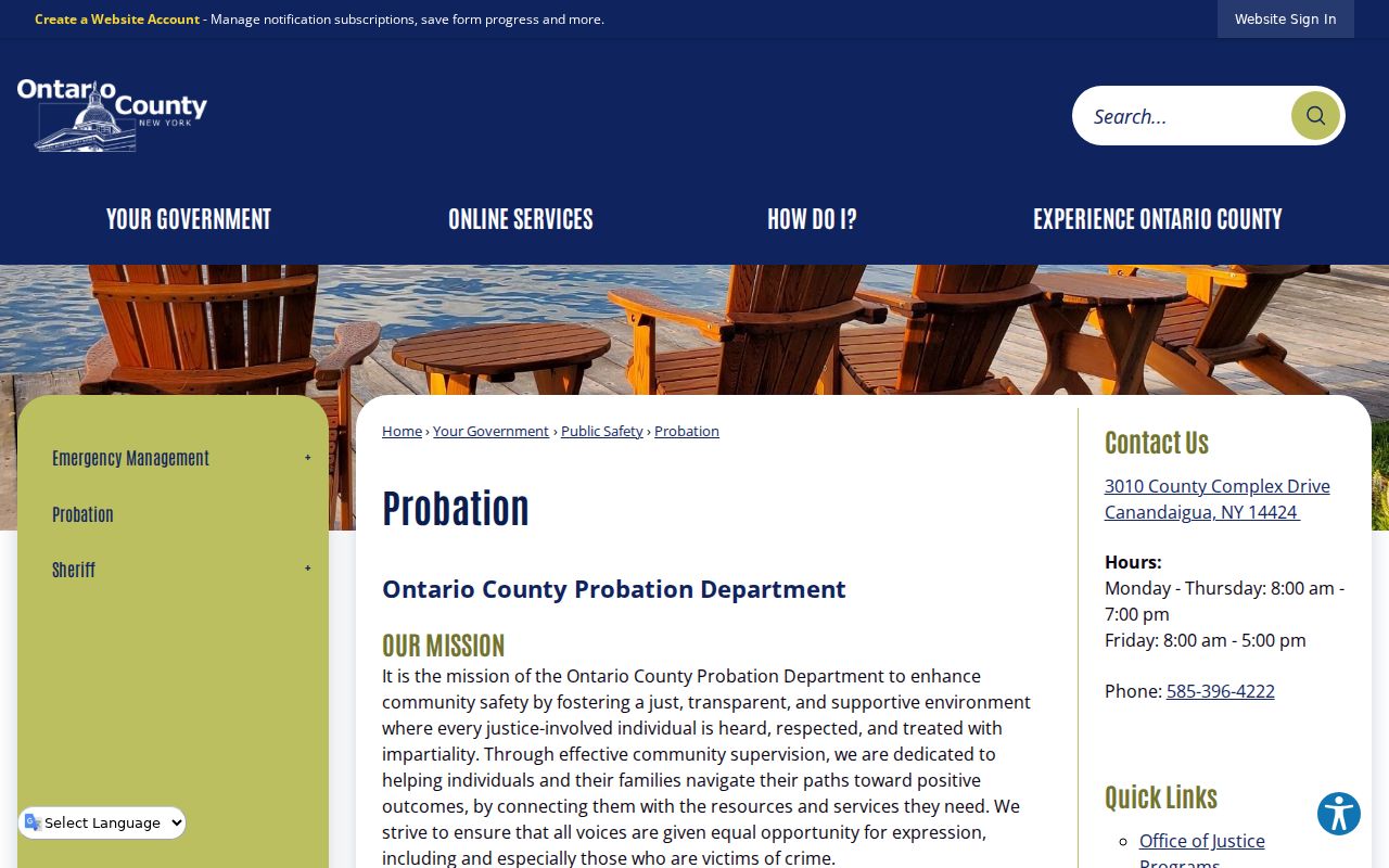 Ontario County criminal record information from Probation and pretrial services