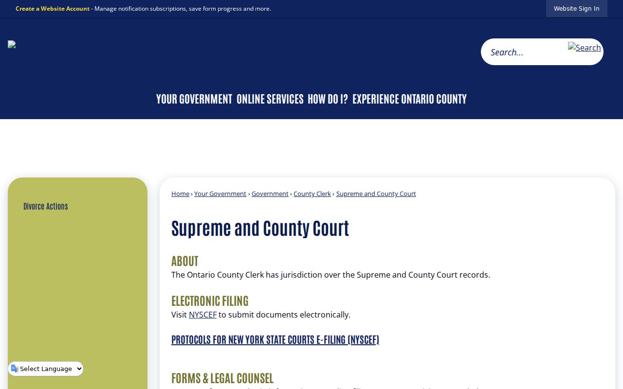 Ontario County criminal court cases Supreme and County Court information