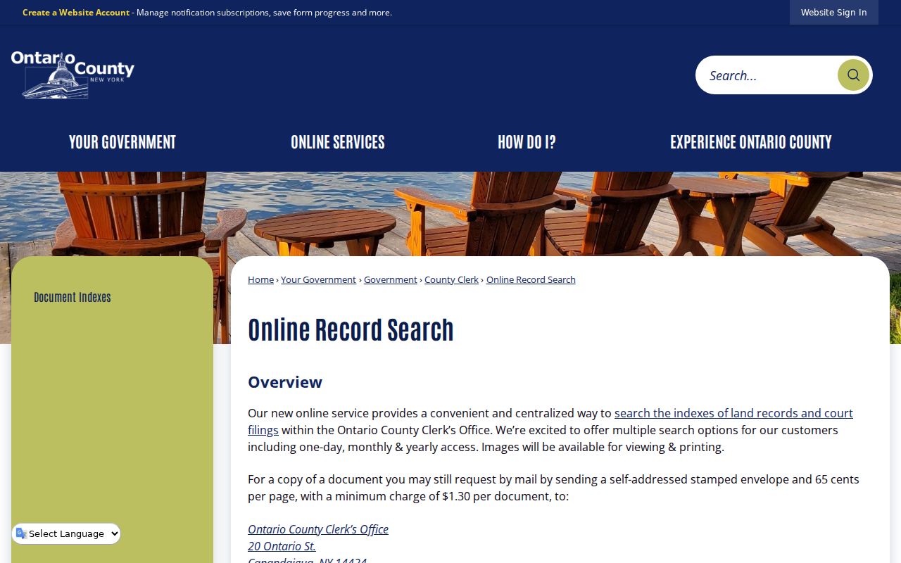 Ontario County criminal court cases IQS index instructions